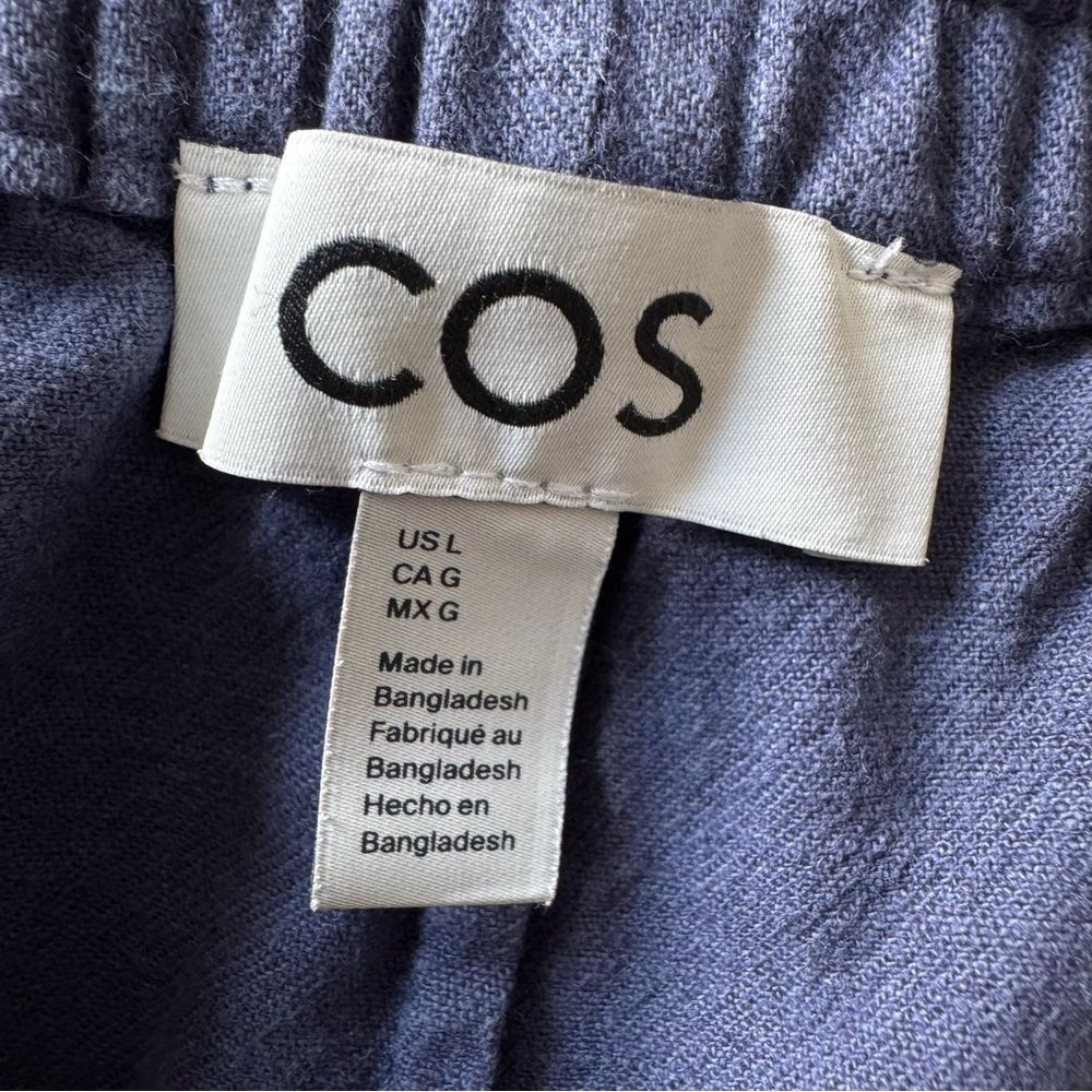 COS Men's Wide-leg Chambray Linen/Cotton French Blue Trousers Sz L - Picture 15 of 16